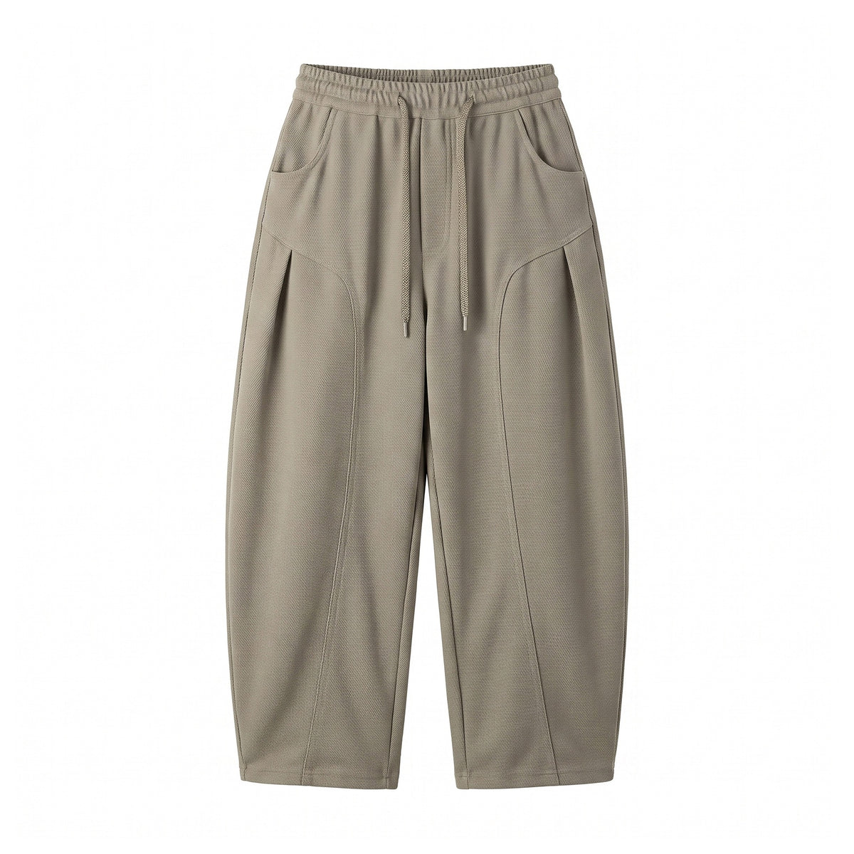 Women's Cropped Jogging Pants in Relaxed Fit with Drawstring and Decorative Seams EVA-US