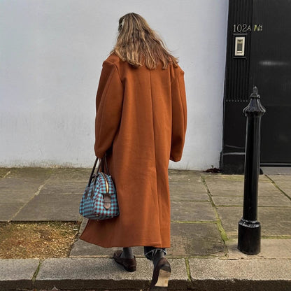 Women Maxi-length double-breasted coat with oversized silhouette EVA-US