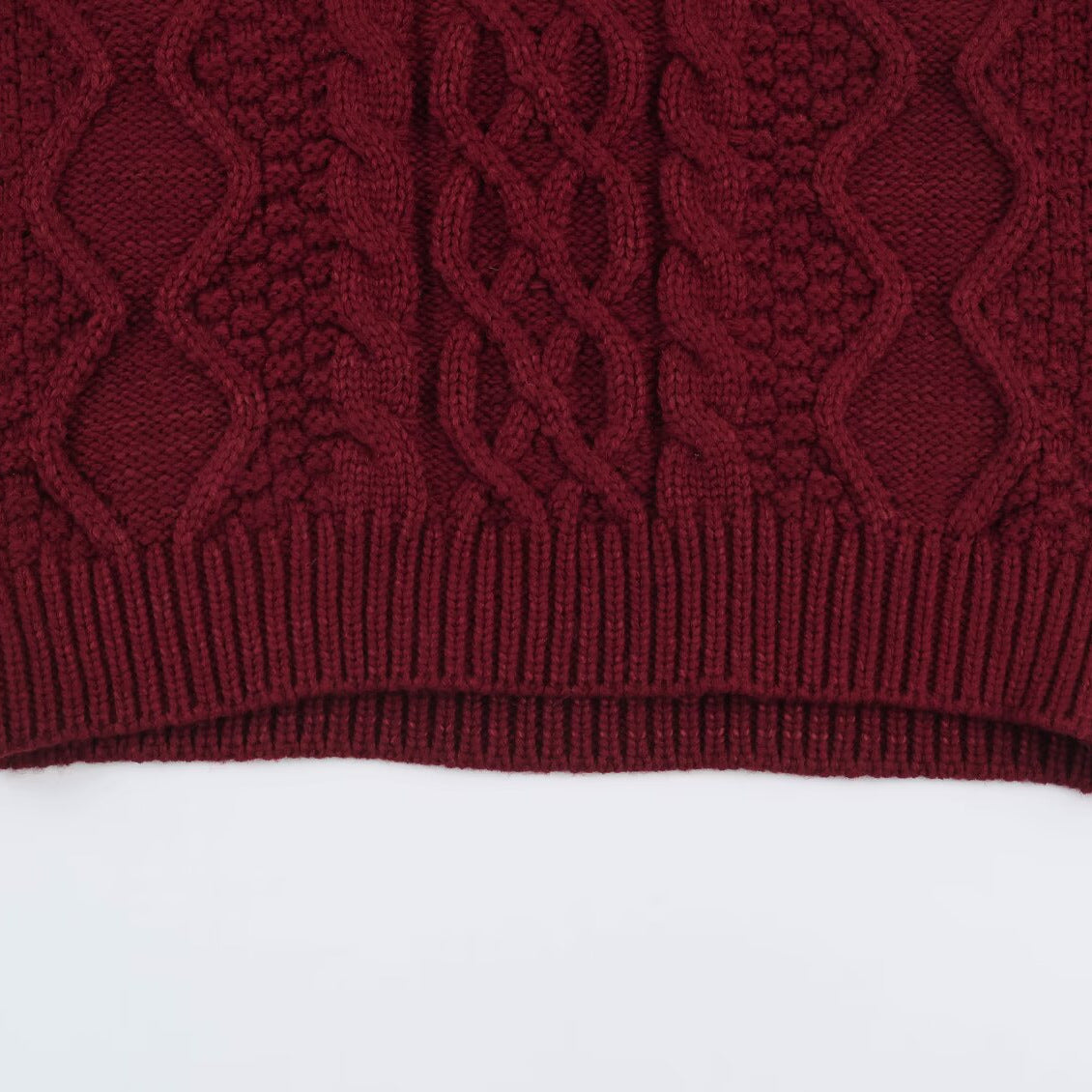 Women's chunky braided knit sweater with round neck and texture mix EVA-US