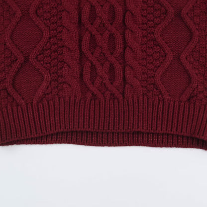 Women's chunky braided knit sweater with round neck and texture mix EVA-US
