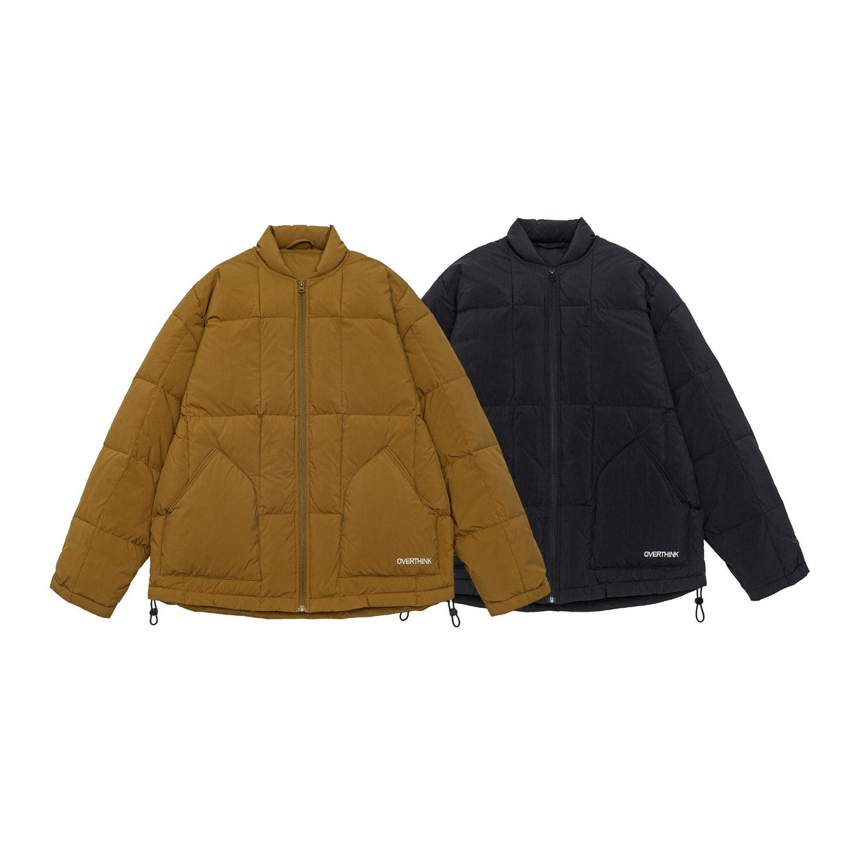 Men's Boxy quilted insulation jacket with stand-up collar, drawstring, and logo application EVA-US