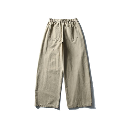 Women's Wide Cropped Pants with Elastic Waistband and Decorative Seam Passe EVA-US