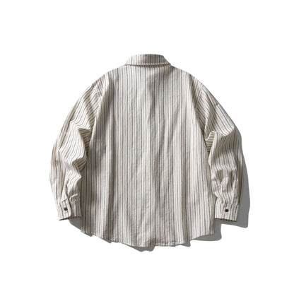 Unisex Oversize Longline Shirt with Pinstripes and Chest Pocket EVA-US