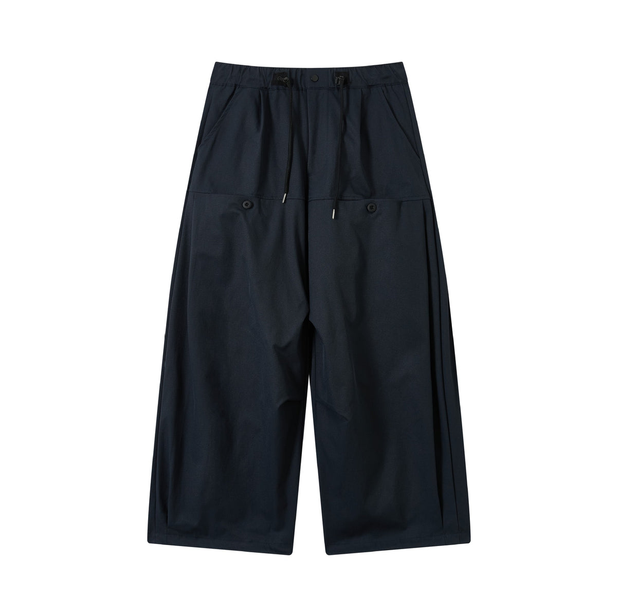 Women's wide cropped pleated trousers with drawstring and cargo pockets EVA-US