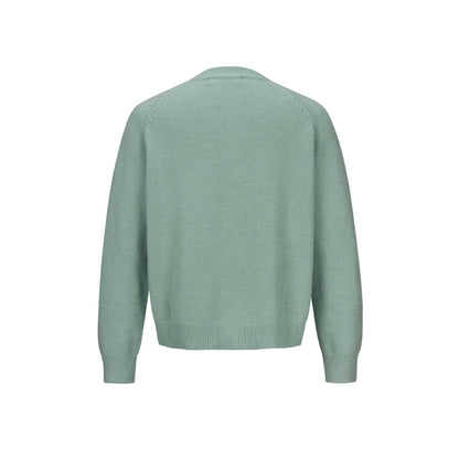 Women's Fine Crew Neck Cardigan with Raglan Sleeves and Concealed Button Placket EVA-US