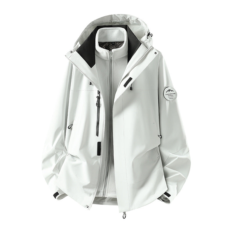 Men's two-layer softshell outdoor jacket with removable fleece lining and adjustable hood EVA-US