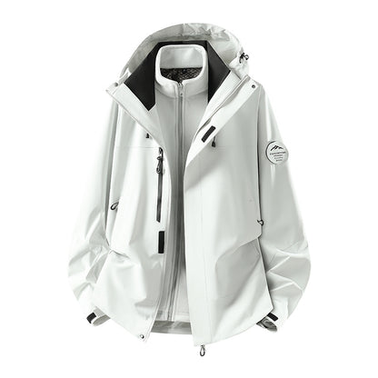 Men's two-layer softshell outdoor jacket with removable fleece lining and adjustable hood EVA-US