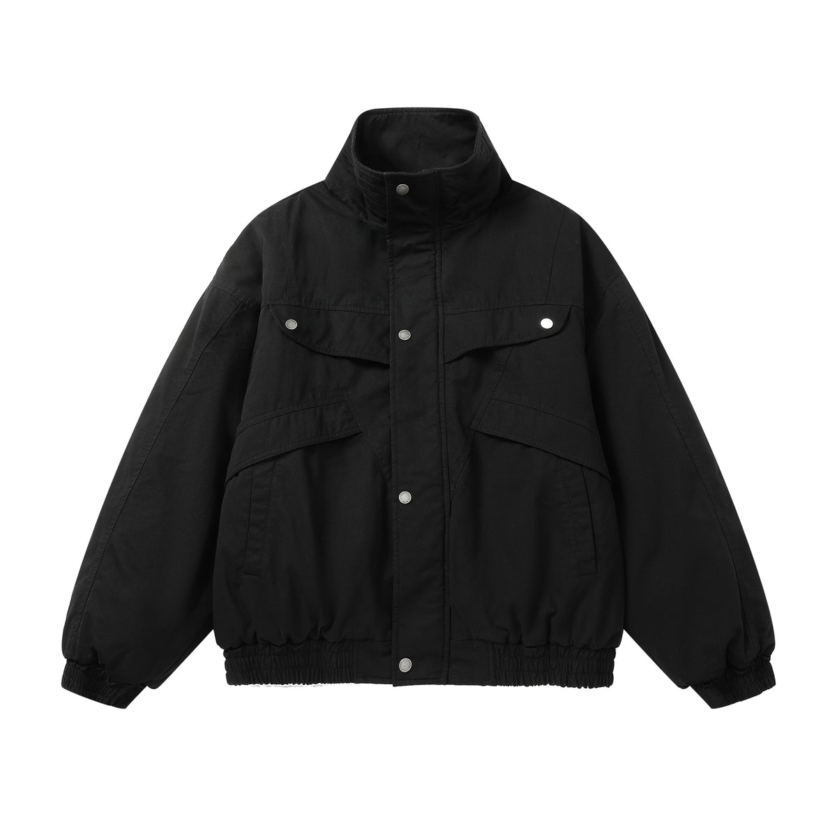 Unisex Boxy Field Jacket with high standing collar and utility pockets EVA-US