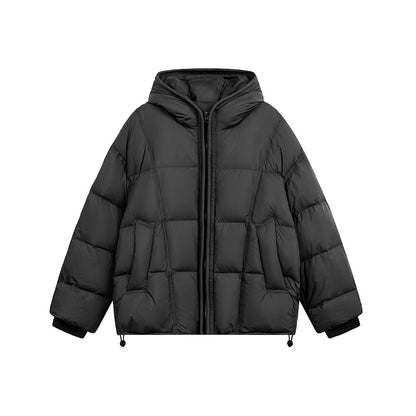 Women Short Padded Hooded Jacket with Drawstring and Zipper EVA-US