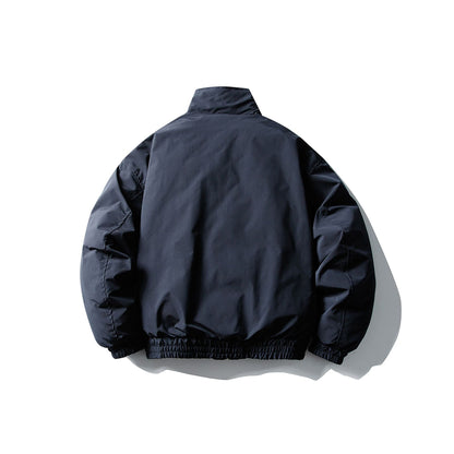 Men's Short Boxy Thermal Bomber with High Stand-Up Collar and Attached XXL Pockets EVA-US