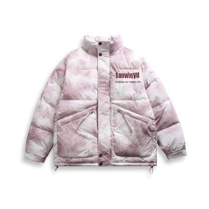 Unisex Short padded blouse jacket in boxy cut with high stand-up collar and diagonal zipper pockets EVA-US