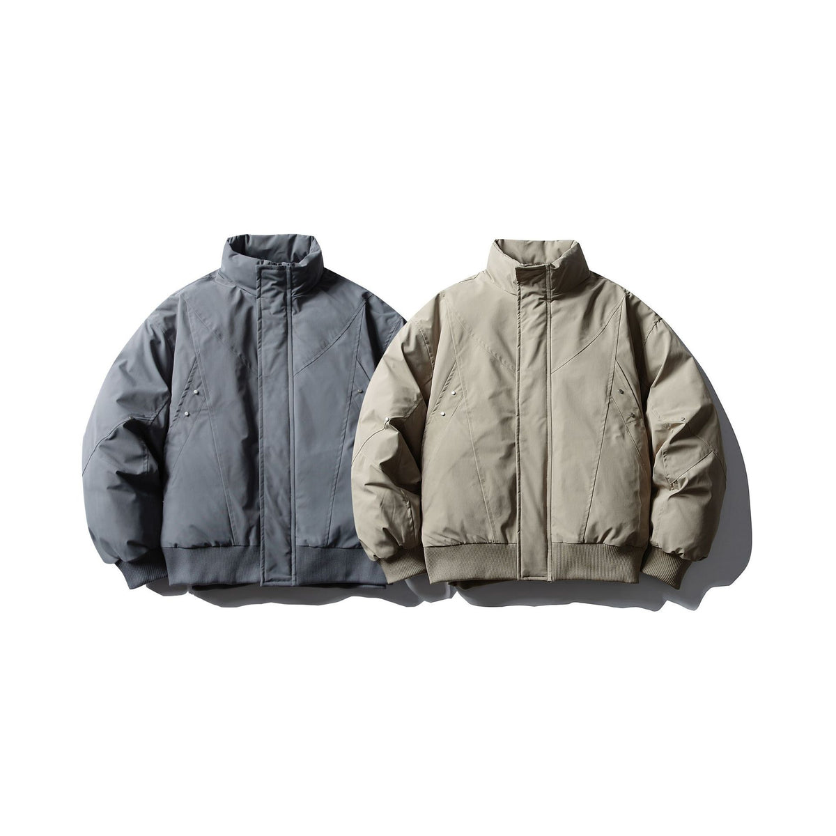 Men's Short Boxy Thermal Bomber Jacket with Geometric Quilting and High Stand-Up Collar EVA-US