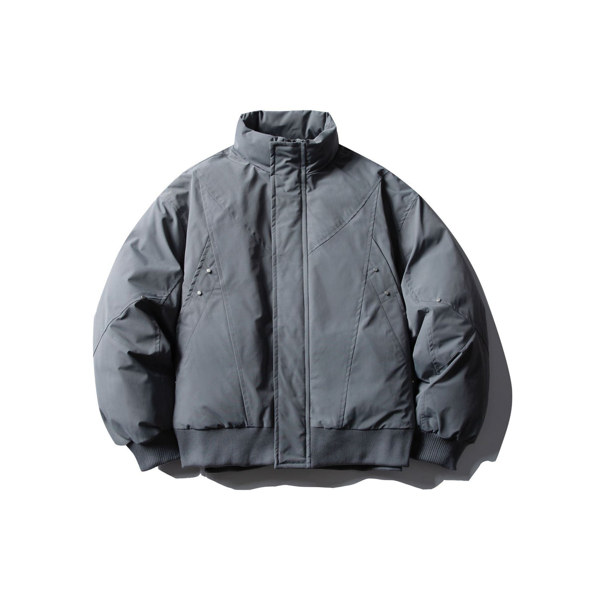 Men's Short Boxy Thermal Bomber Jacket with Geometric Quilting and High Stand-Up Collar EVA-US