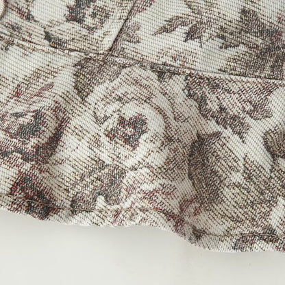 Women's Tailored Jacquard Jacket with Stand-up Collar and Peplum