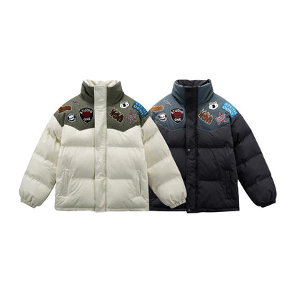 Unisex Padded Puffer Jacket with Embroidered Patch Applications EVA-US