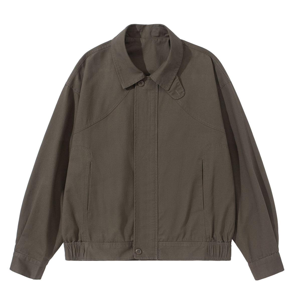 Unisex Short-Cut Utility Blouson with Shirt Collar and Elastic Hem EVA-US
