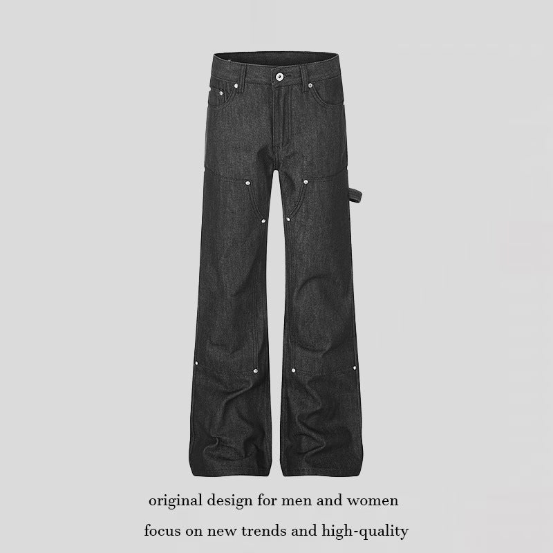 Women's wide carpenter jeans in palazzo cut with nail/hammer loop and reinforced knee sections EVA-US