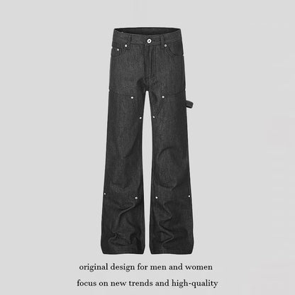 Women's wide carpenter jeans in palazzo cut with nail/hammer loop and reinforced knee sections EVA-US