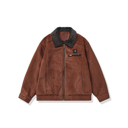 Men's short-cut fleece jacket with cord collar and safety chest pocket EVA-US