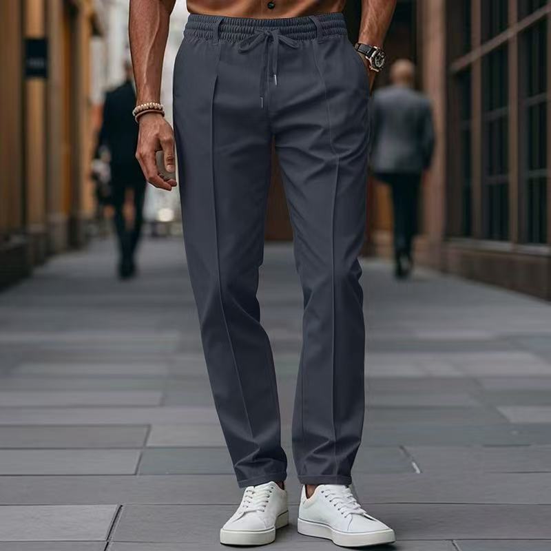 Men's elegant casual pants with elastic waistband and side pockets EVA-US