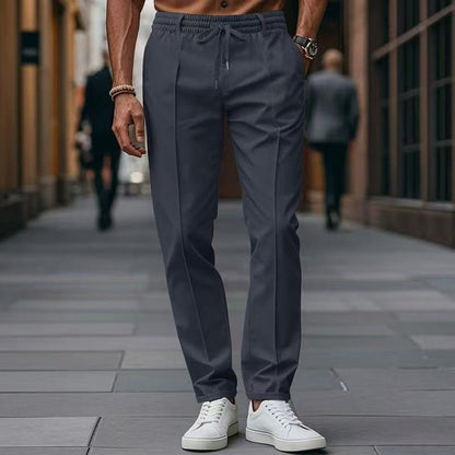 Men's elegant casual pants with elastic waistband and side pockets EVA-US