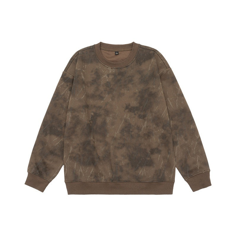 Unisex Oversize Sweatshirt with Vintage Camouflage Look and Ribbed Cuffs EVA-US