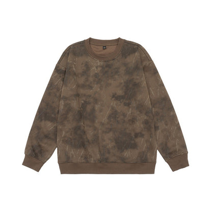 Unisex Oversize Sweatshirt with Vintage Camouflage Look and Ribbed Cuffs EVA-US
