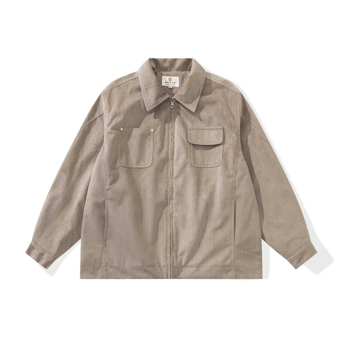 Unisex Boxy Cut Cord Over Shirt with Zipper and Flap Pockets EVA-US