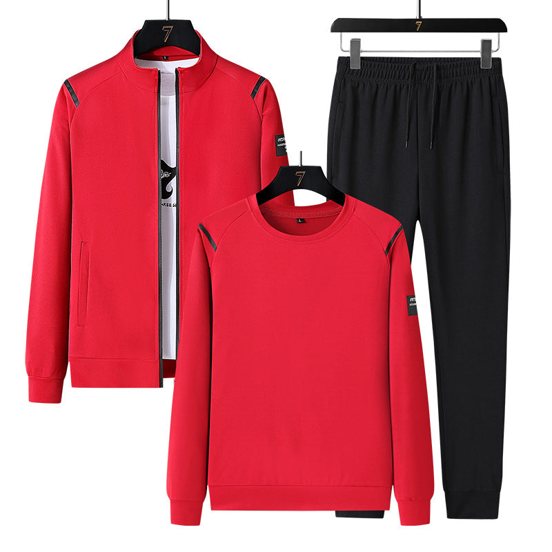 Men's sporty tracksuit set with zip jacket, round neck sweatshirt and slim fit jogging pants EVA-US