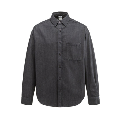 Men's Boxy Shirt Jacket made of sturdy twill with rounded hem EVA-US