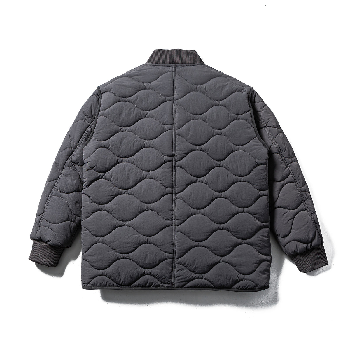 Men's Quilted Boxy Blouson with Wave Quilting and Leather Piping EVA-US