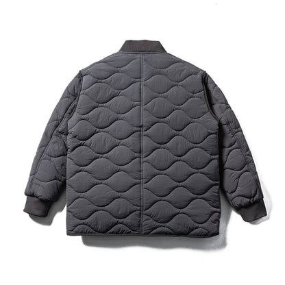 Men's Quilted Boxy Blouson with Wave Quilting and Leather Piping EVA-US