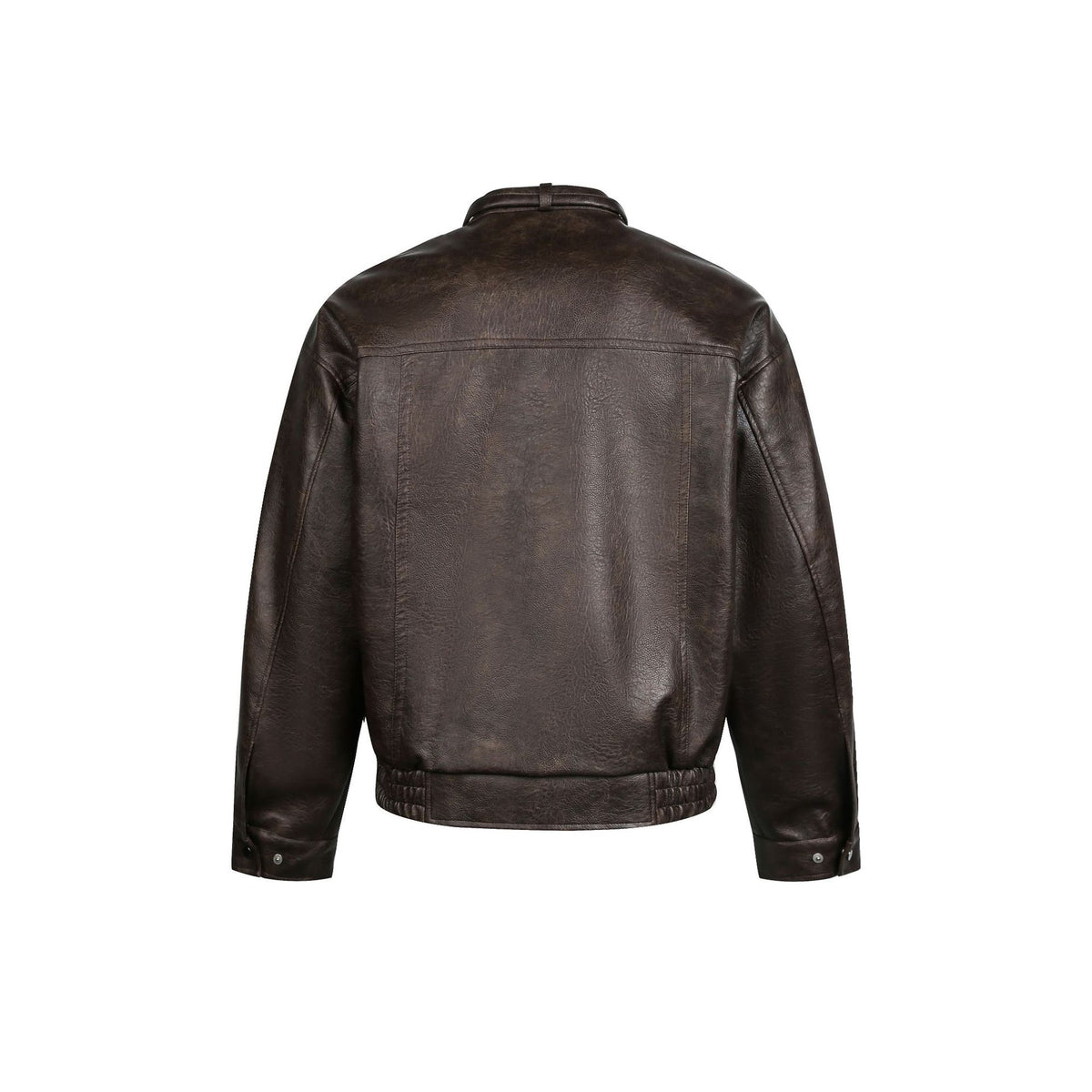 Men's leather pilot jacket with buckle collar and gathered hem EVA-US