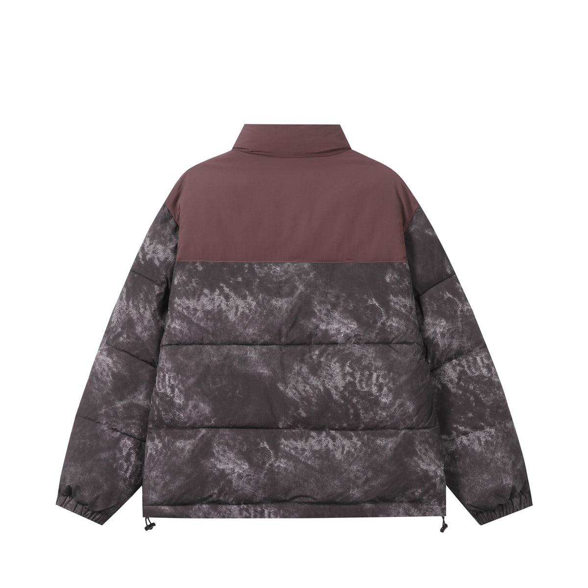 Unisex Padded Boxy Insulated Jacket with Marble Effect and High Stand-Up Collar EVA-US