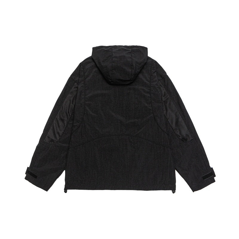 Unisex Oversize Utility Parka with Hood, Mesh Inserts and Concealed Front Flap EVA-US