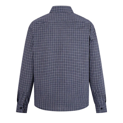 Men's Checked Long Sleeve Shirt in Relaxed Fit with Chest Pocket and Kent Collar EVA-US