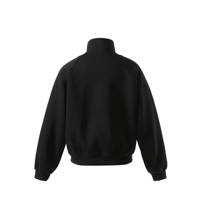 Unisex Short Cut Sweat Jacket with High Stand-Up Collar and Snap Closure EVA-US