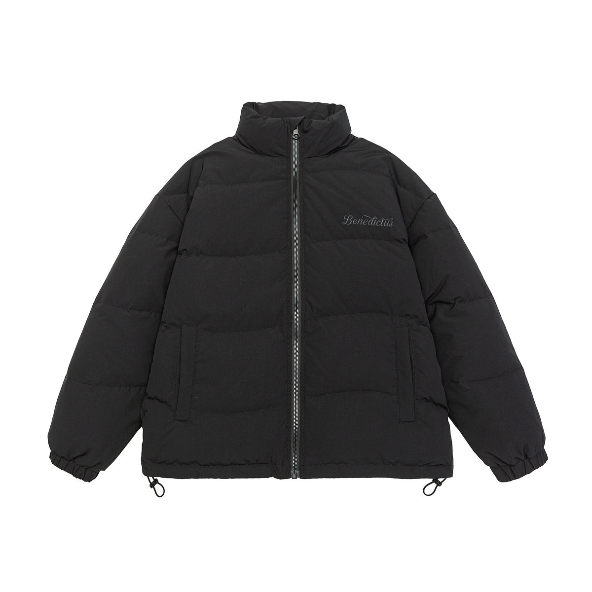 Women's Boxy Quilted Puffer Jacket with High Stand Collar, Drawstring and Elastic Cuffs EVA-US