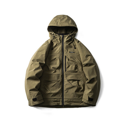 Men's Functional Outdoor Softshell Jacket with Hood and Multiple Pockets EVA-US