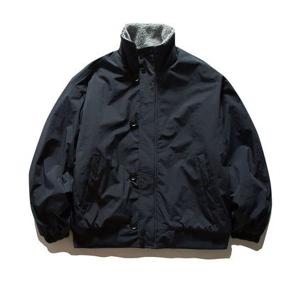 Men's short-cut thermo blouson jacket with high-collar sherpa collar EVA-US