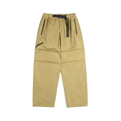 Unisex Technical Cargo Capri Pants with Elastic Waistband, Integrated Belt, and Waterproof Zippers EVA-US