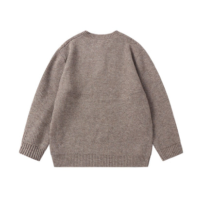Unisex knit sweater with Henley button placket and cable pattern EVA-US