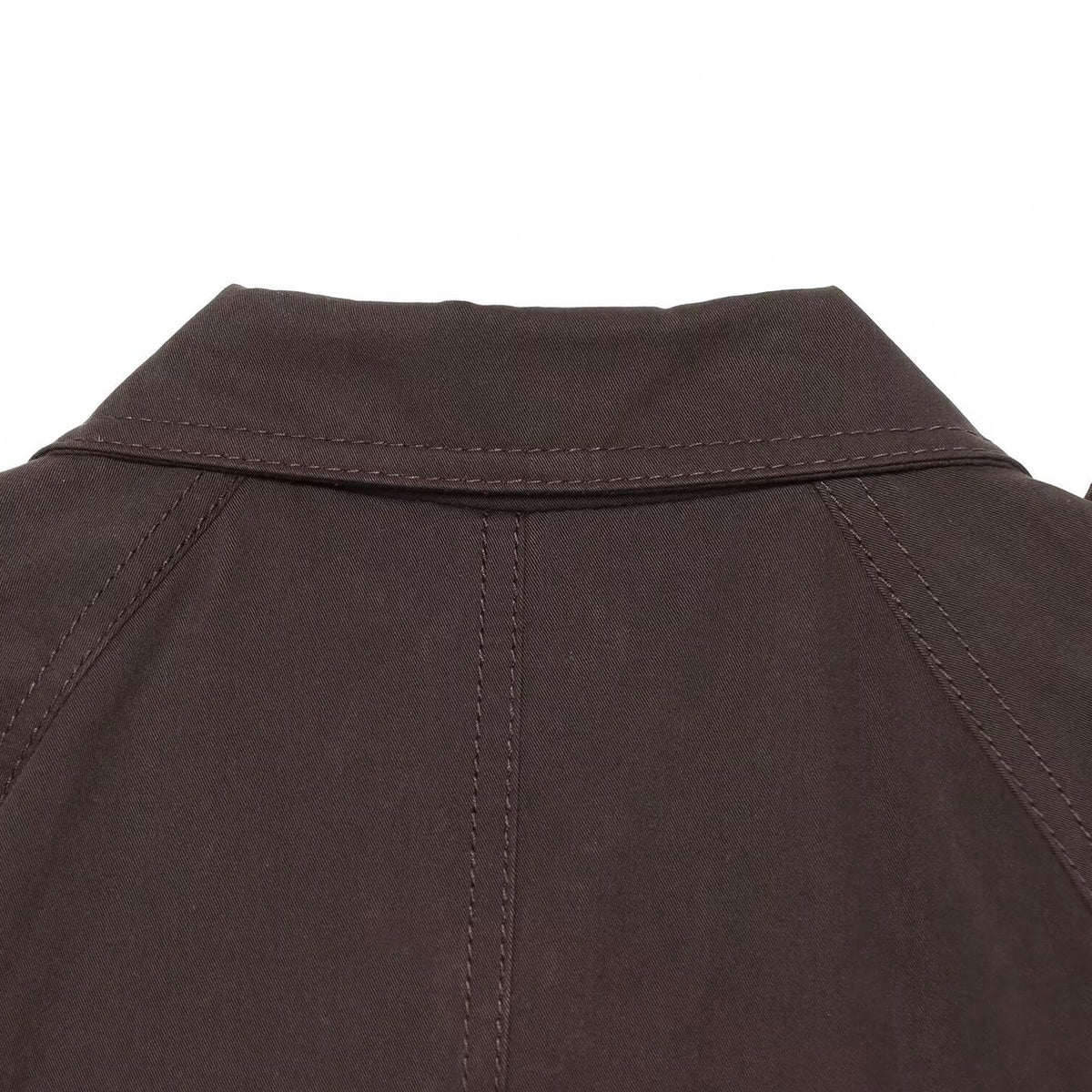 Women Short Trench Cape with Waist Belt, Epaulettes and Patch Pockets EVA-US