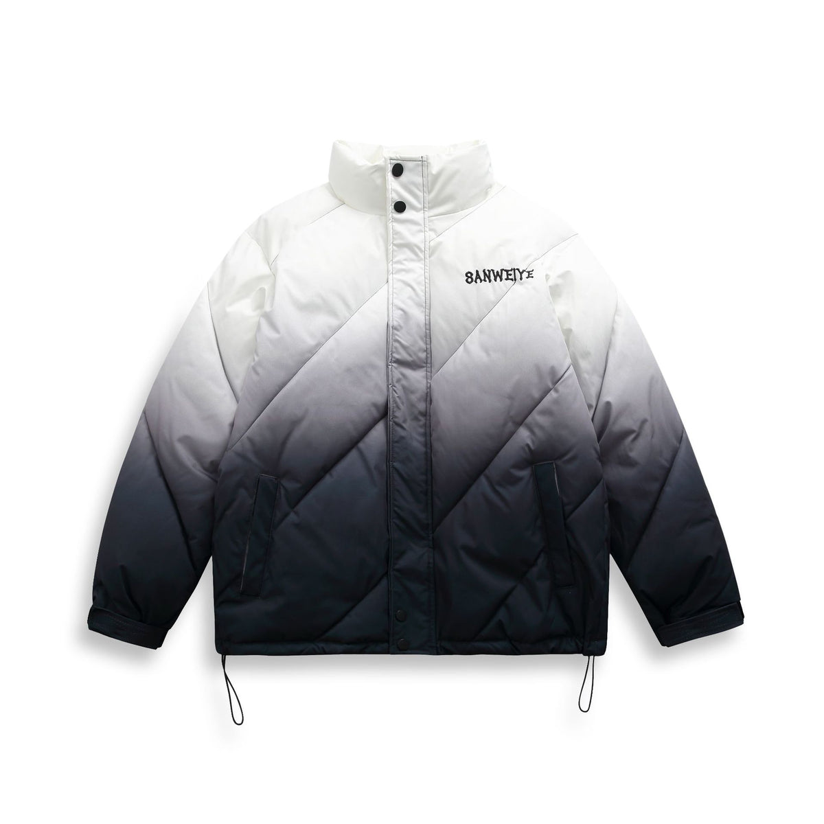 Unisex Short Cut Padded Jacket with Ombre Gradient and Diagonally Quilted Structure EVA-US