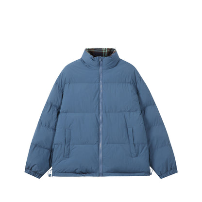 Unisex Boxy-Short Parka with quilted insulation, drawstring hem and plaid lined collar EVA-US