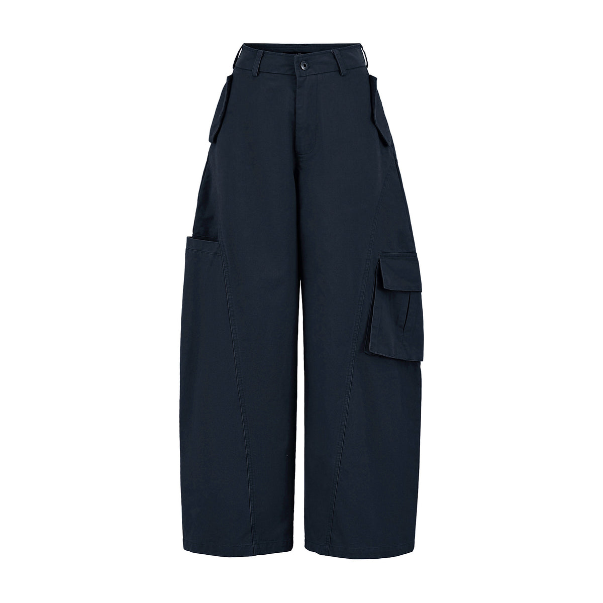 Women's Cropped Cargo Pants with High Waist, Wide Leg, and Flap Pockets EVA-US