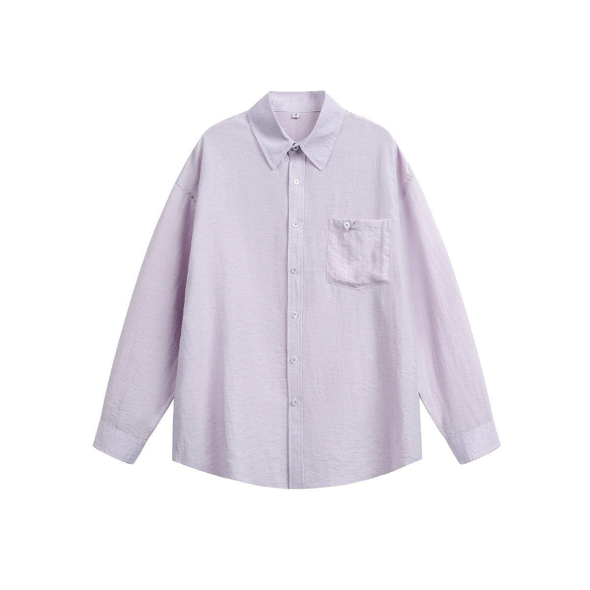 Women's Oversized Linen Blend Shirt Blouse with Large Kent Collar and Patch Breast Pocket EVA-US