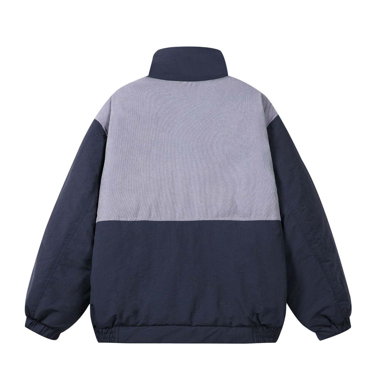 Unisex Boxy Puffer Jacket with high stand-up collar, cord shoulder yoke and large flap pockets EVA-US