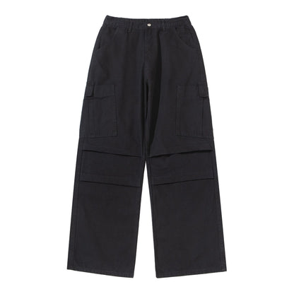 Women's Wide High-Waist Cargo Pants with Patch Pockets and Reinforced Knees EVA-US