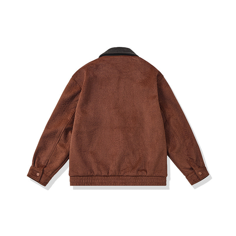 Men's short-cut fleece jacket with cord collar and safety chest pocket EVA-US
